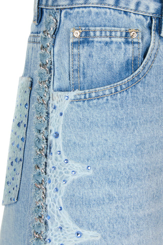 Down Lace Crystal Jeans