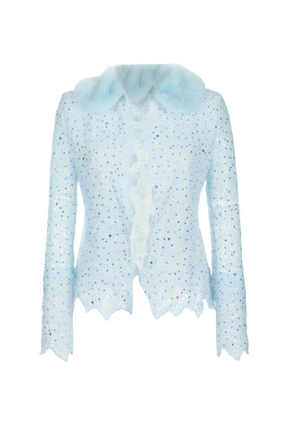 Down Lace Crystal Jacket With Mink Fur
