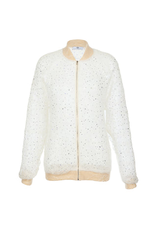 Down Lace Crystal Bomber Jacket