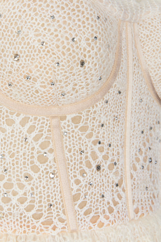 Down Lace Strap Corset Midi Crystal Dress