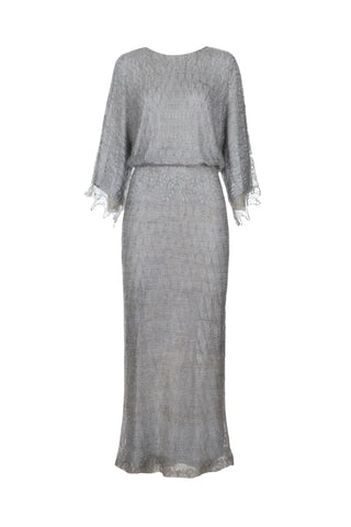 Down Lace Maxi Crystal Dress With a Back Slit