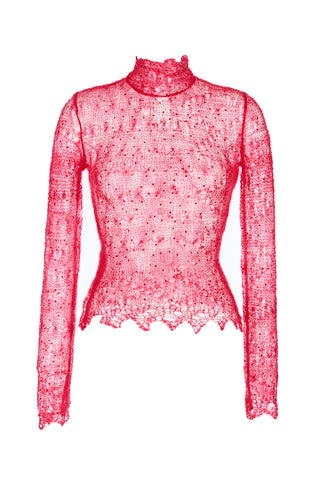 Down Lace Crystal Turtleneck