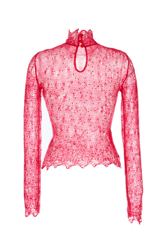 Down Lace Crystal Turtleneck