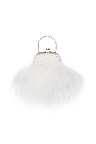 Down Lace Mini Crystal Bag With Ostrich Feathers