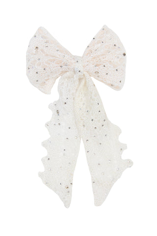 Down Lace Crystal Bow Brooch