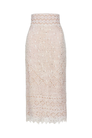 Down Lace Crystal Straight Skirt