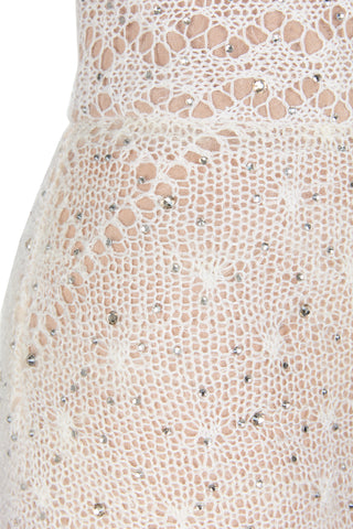 Down Lace Crystal Straight Skirt