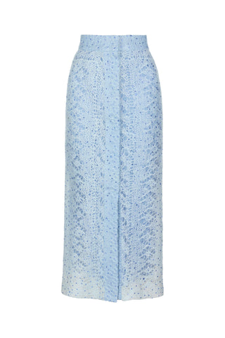 Midi Down Lace Crystal Skirt With Snap Buttons