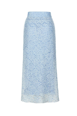 Midi Down Lace Crystal Skirt With Snap Buttons
